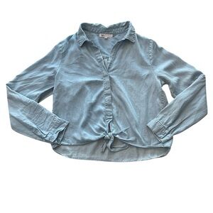 DR2 Denim Front Tie Long Sleeve Button Down Shirt